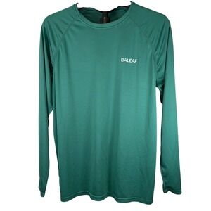 Baleaf Mens Long Sleeve Performance Shirt Teal Green Crew Neck Active Tee Size L